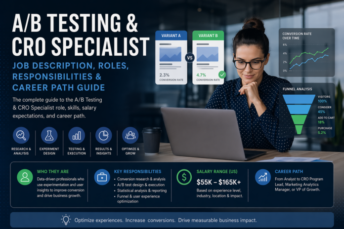 A/B Testing & CRO Specialist: Job Description, Roles, Responsibilities & Career Path Guide